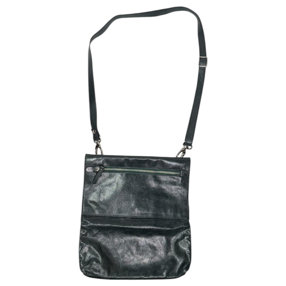 Maurizio Taiuti Forest Green‎ Leather Crossbody Bag Made in Italy Foldover Zip